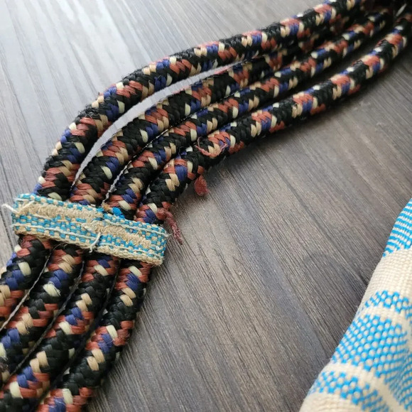 Kavu Women Interwoven Rope Bag Sling Pack Prism Stripe Blue White Zip Pocket - Picture 4 of 9